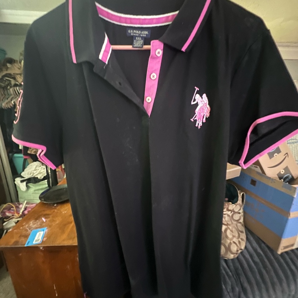 U.S. Polo Assn. Black and Pink Polo Shirt